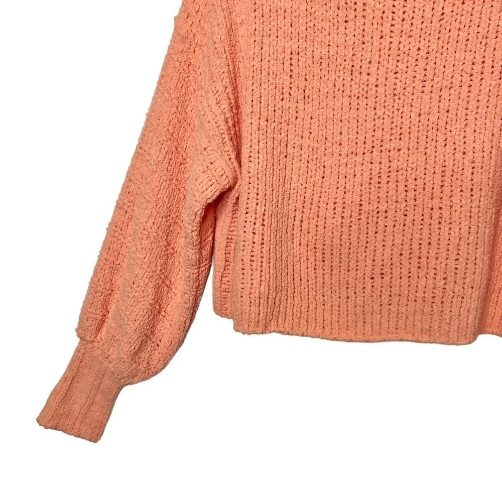Free People Peach Be Yours Cozy Cowl Neck Women’s Balloon Sleeve Sweater Sz XS